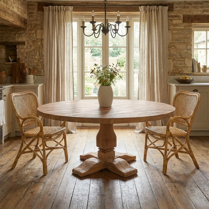 Alt Mesa de Comedor Orlando Redonda es una mesa de pie central fabricada en madera maciza de estilo rústico 