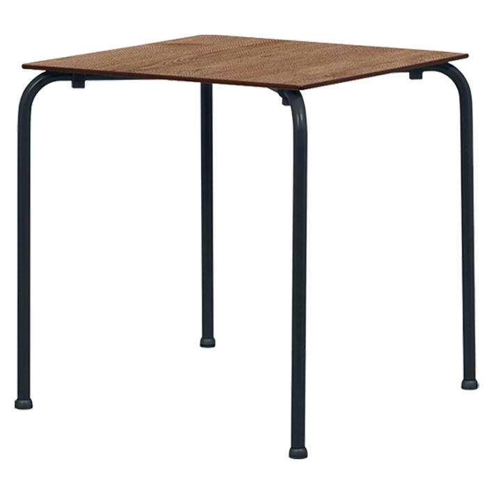 Alt Mesa para Restaurante Cuadrada Negra fabricada en acero color negro y compacto fenólico imitación madera