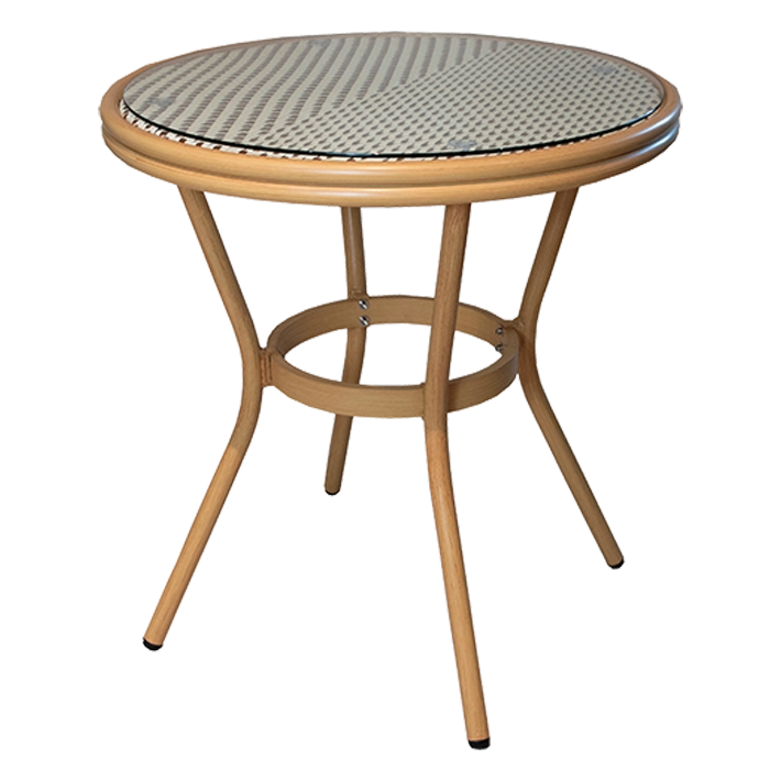 Alt Mesa Lyon Ratán una mesa parisina de aluminio imitación ratán y textilene para hostelería