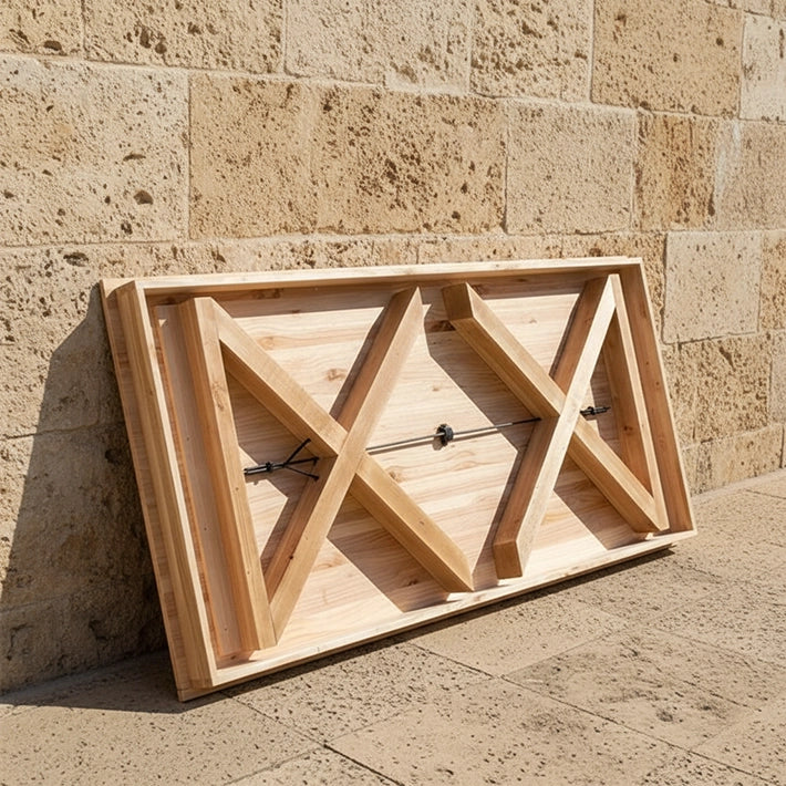 Alt Mesa Rústica Tallada con Estructura Plegable de Madera Para Eventos y Hostelería EME Mobiliario