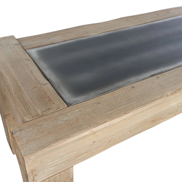 Alt Mesa de Comedor Abeto fabricada en madera de abeto ideal para usar en comedores de grandes dimensiones que combina dos tonalidades de madera para hacerla única y original EME Mobiliario 