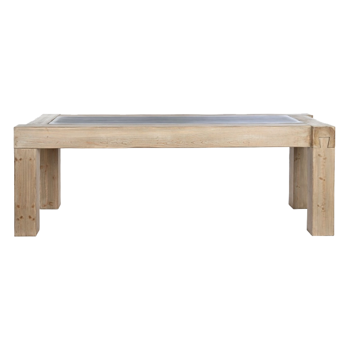 Alt Mesa de Comedor Abeto fabricada en madera de abeto ideal para usar en comedores de grandes dimensiones que combina dos tonalidades de madera para hacerla única y original EME Mobiliario 