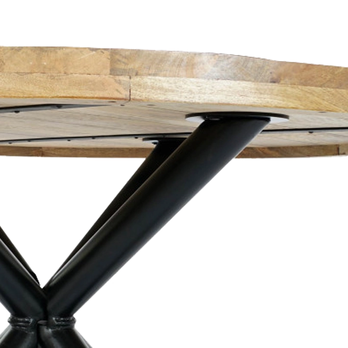 Alt Mesa Comedor Metal Mango Natural fabricada en madera y metal, elegante, sofisticada y desmontable EME Mobiliario 