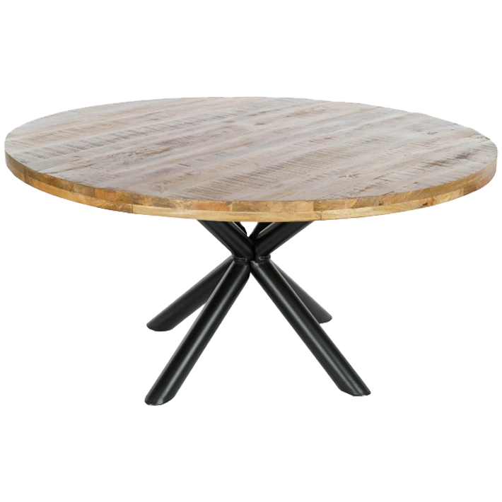 Alt Mesa Comedor Metal Mango Natural fabricada en madera y metal, elegante, sofisticada y desmontable EME Mobiliario 