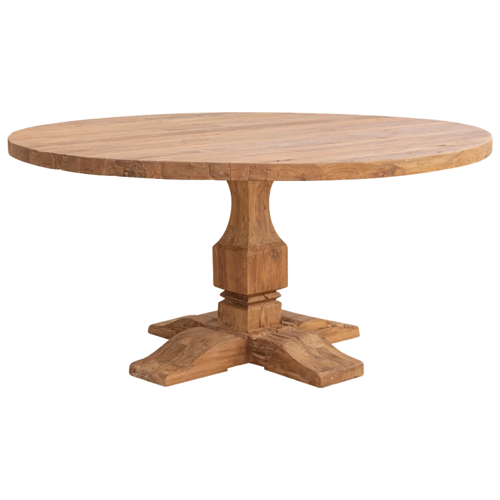 Alt Mesa de Comedor Orlando Redonda fabricada con madera de teca reciclada  EME Mobiliario 