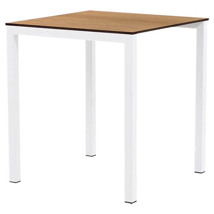 Alt Mesa para Restaurante Cuadrada Metal Natural fabricada con estructura de acero y tablero de compacto fenólico EME Mobiliario 