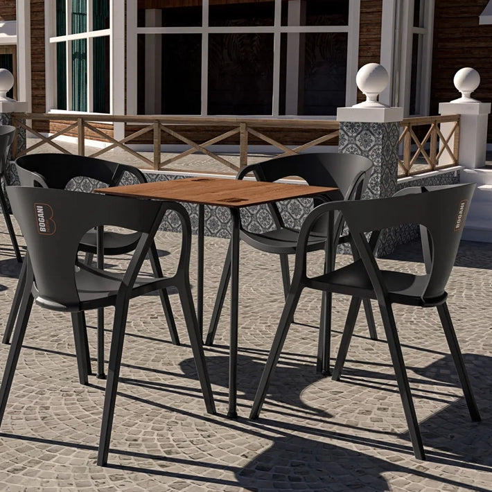 Alt Mesa para Restaurante Cuadrada fabricada en el polipropileno con acabado negro EME Mobiliario