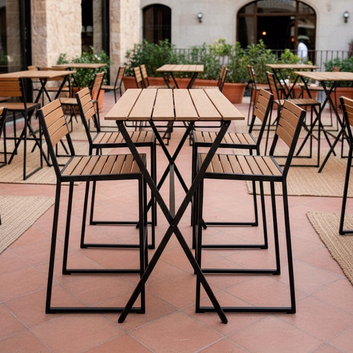 Conjunto Mesa Rectangular + 4 Taburetes Mallorca Negro