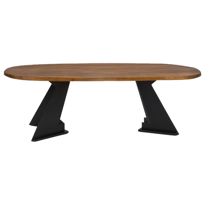 Alt Mesa de Comedor Munich Ovalada madera maciza de mango y hierro ideal como mesa de comedor