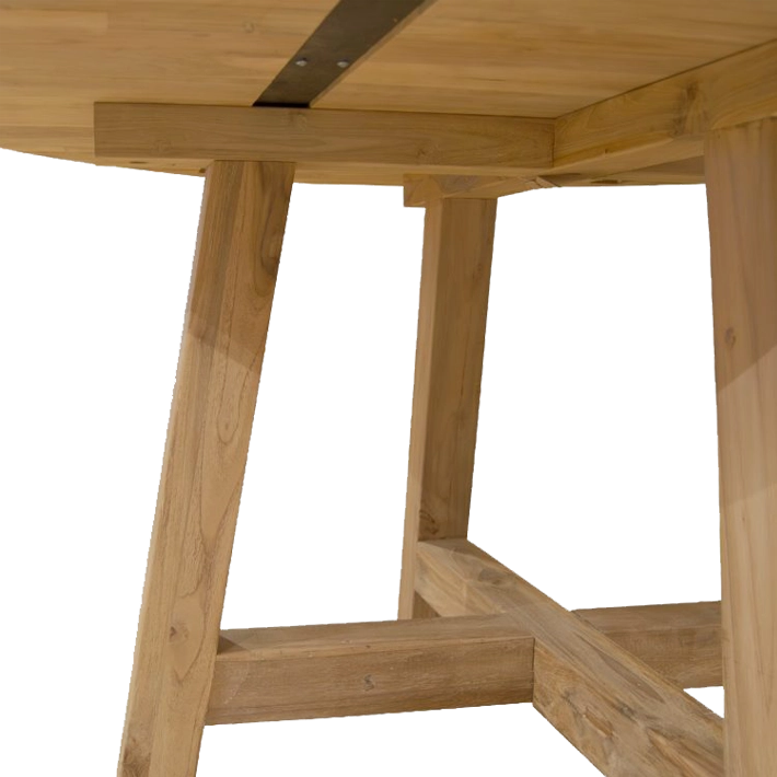 Mesa de comedor Orlando Teka Redonda natural, fabricada en madera maciza ideal para dar un toque rústico a tu comedor