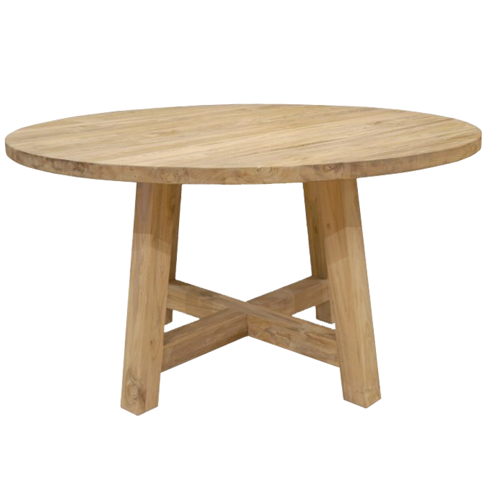 Mesa de comedor Orlando Teka Redonda natural, fabricada en madera maciza ideal para dar un toque rústico a tu comedor