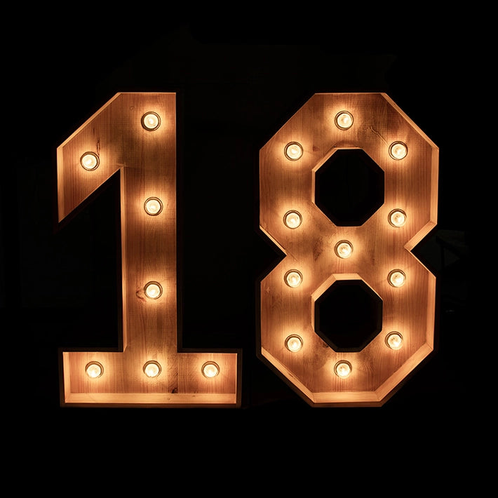 Alt Número de Madera con luces led decorativo para eventos EME Mobiliario 