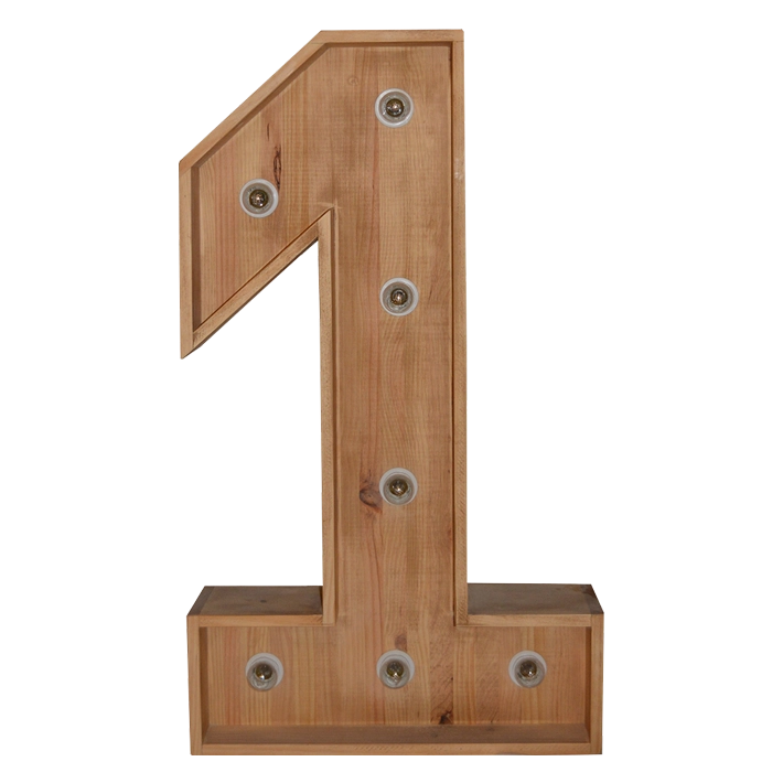 Alt Número de Madera con luces led decorativo para eventos EME Mobiliario 