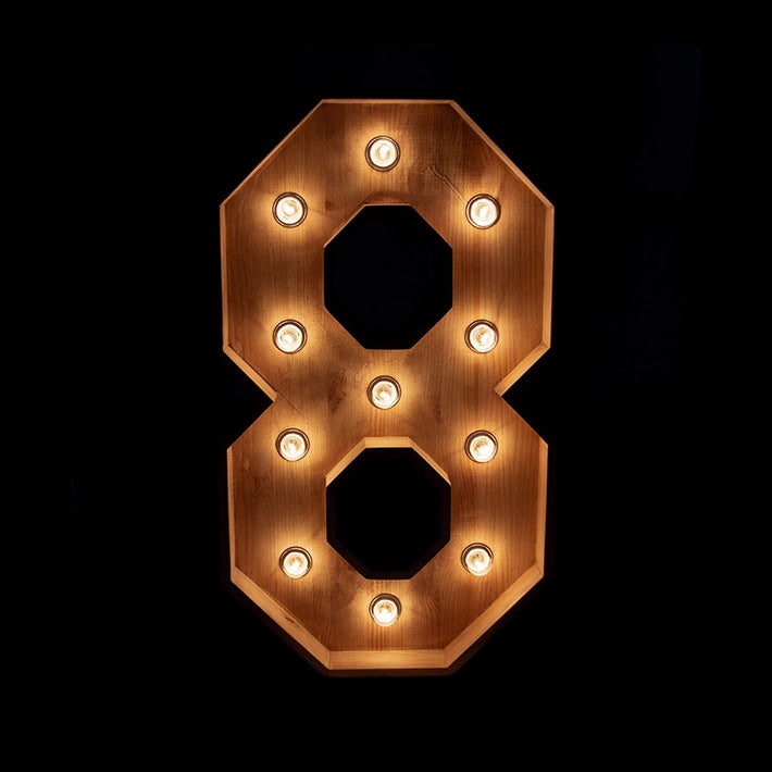 Alt Número de Madera con luces led decorativo para eventos EME Mobiliario 