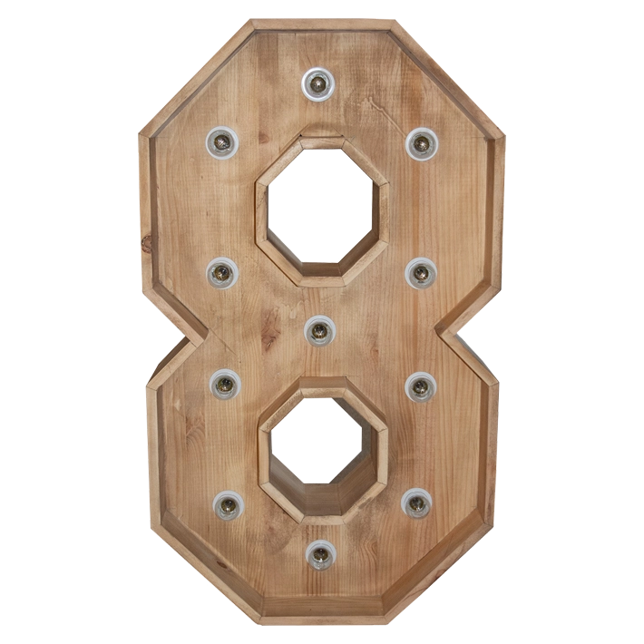 Alt Número de Madera con luces led decorativo para eventos EME Mobiliario 