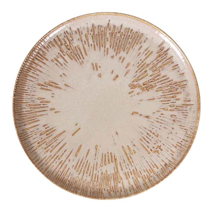 Alt Vajilla Barroco Crema de Bonna, fabricada en porcelana de alta calidad ideal para aportar elegancia y originalidad a las mesas de tus eventos y/o establecimiento de hostelería EME Mobiliario 