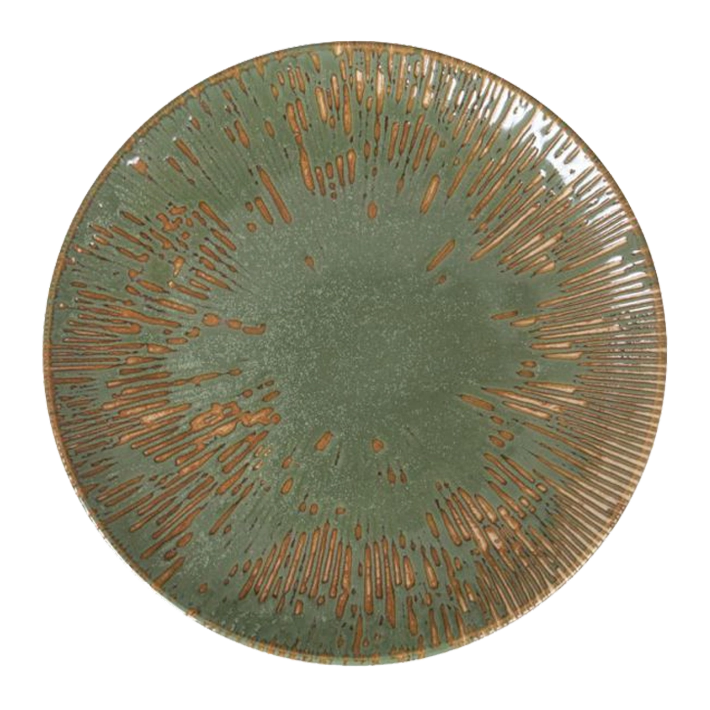 Alt Vajilla Barroco Verde de Bonna, fabricada en porcelana de alta calidad ideal para aportar elegancia y originalidad a las mesas de tus eventos y/o establecimiento de hostelería EME Mobiliario 