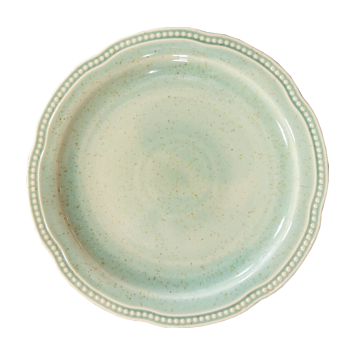 Alt Vajilla Florencia Verde fabricada con gres vitrificado con esmalte brillante con un diseño elegante y un color que enamora para eventos y hostelería EME Mobiliario 