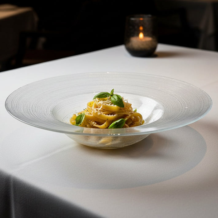 Alt Plato Para Pasta PiriPiri Transparente con diseño original para presentar platos EME Mobiliario