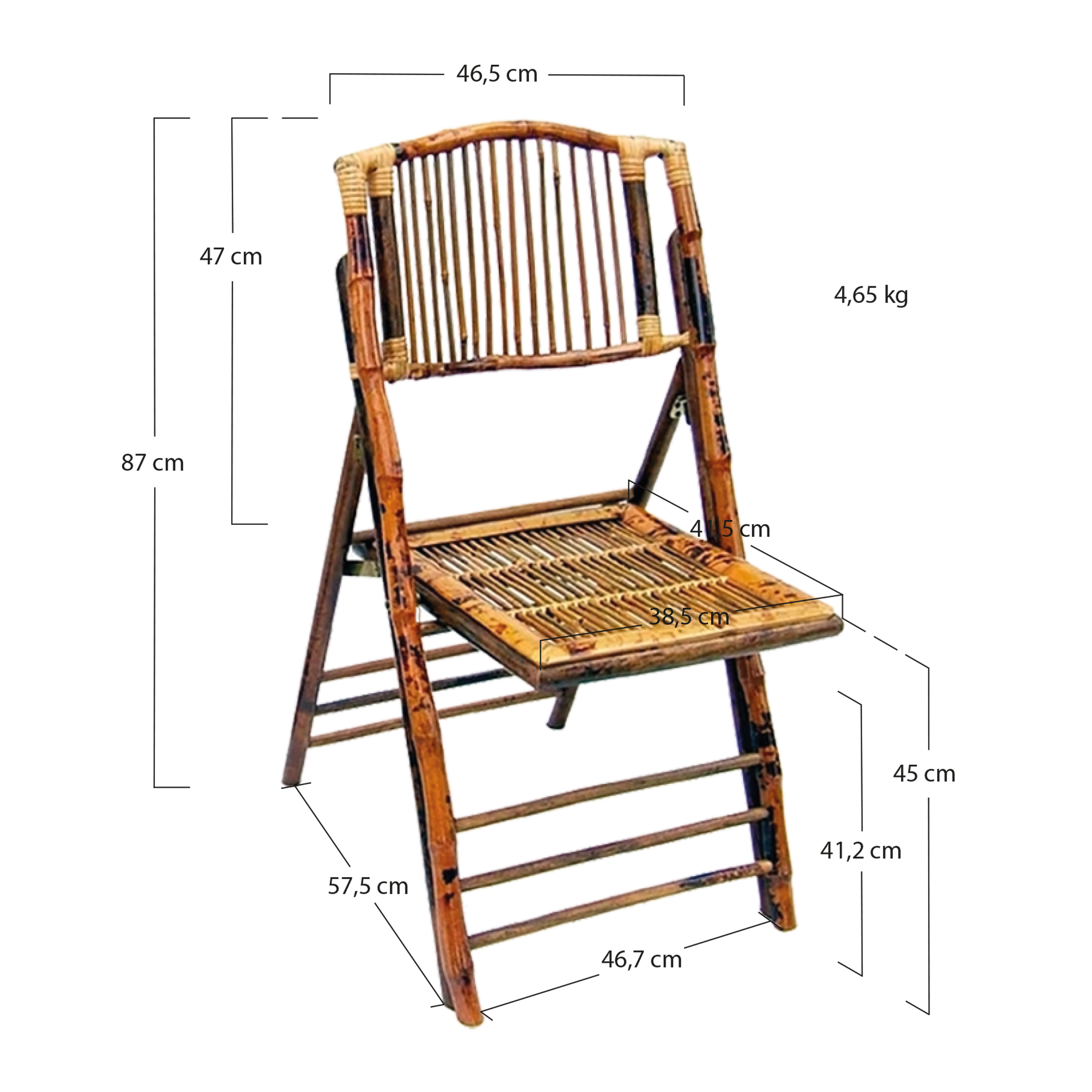 Alt Silla fabricada de bambú con un diseño plegable, ideal para usar en eventos y hostelería EME Mobiliario