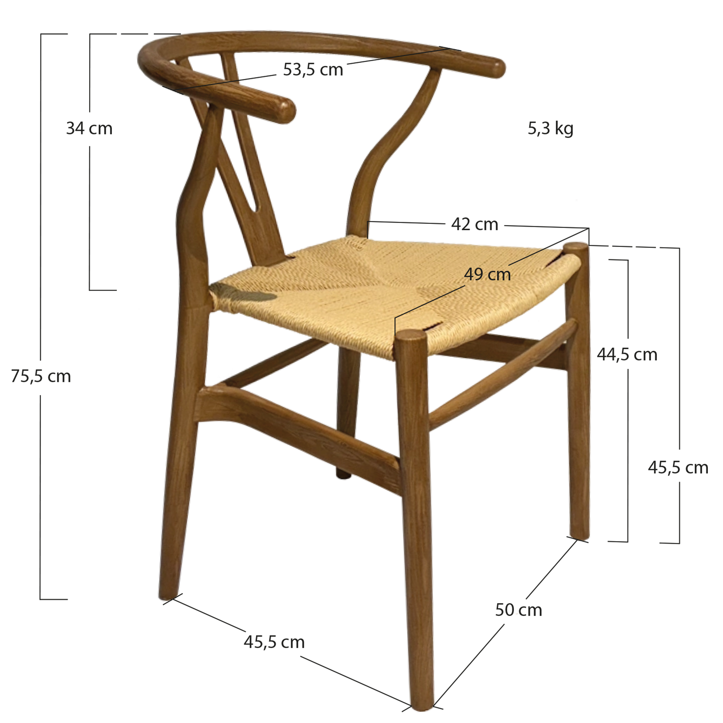 Alt Sillas Bone de imitación madera con estructura apilable con asiento ratán. Ideales Para Hogar EME Mobiliario