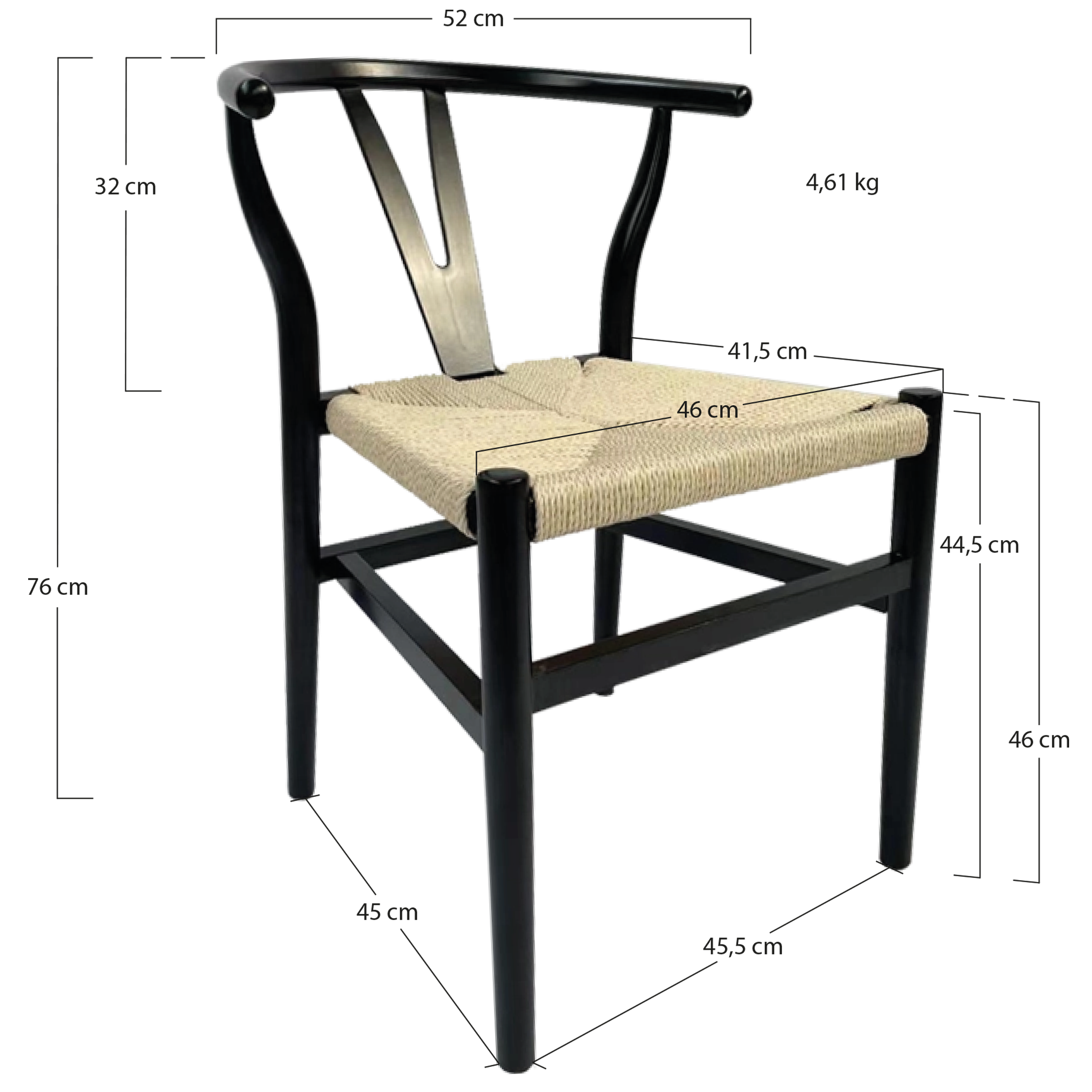 Alt Sillas Bone Color Negro fabricada de madera con estructura apilable EME Mobiliario