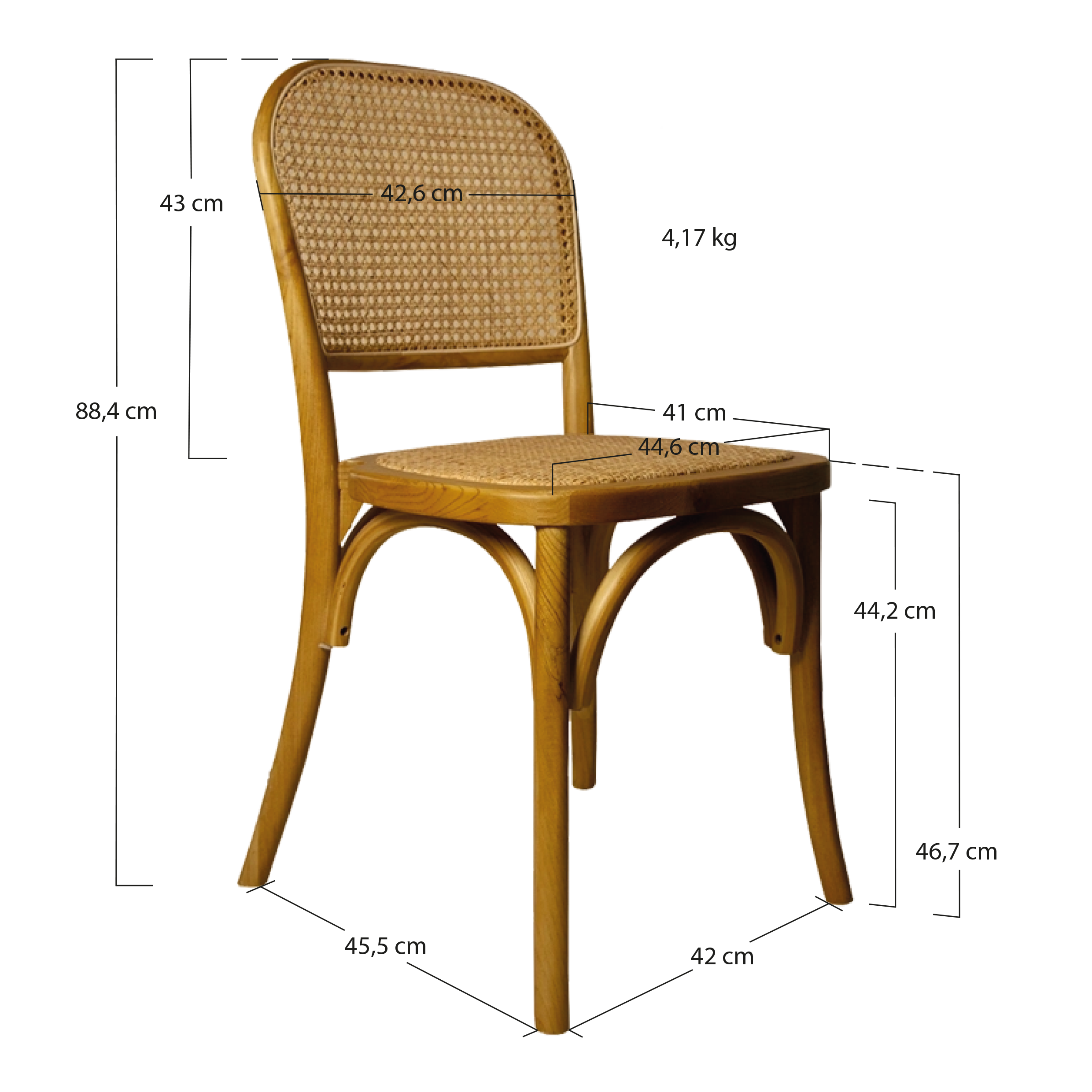 Alt Sillas Cannage fabricadas Madera de Olmo EME Mobiliario