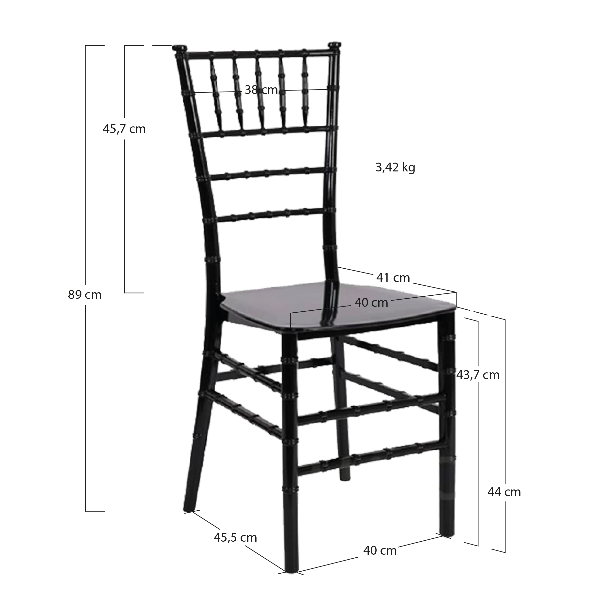 Alt Sillas Chiavari Color Negro con estructura monoblock EME Mobiliario