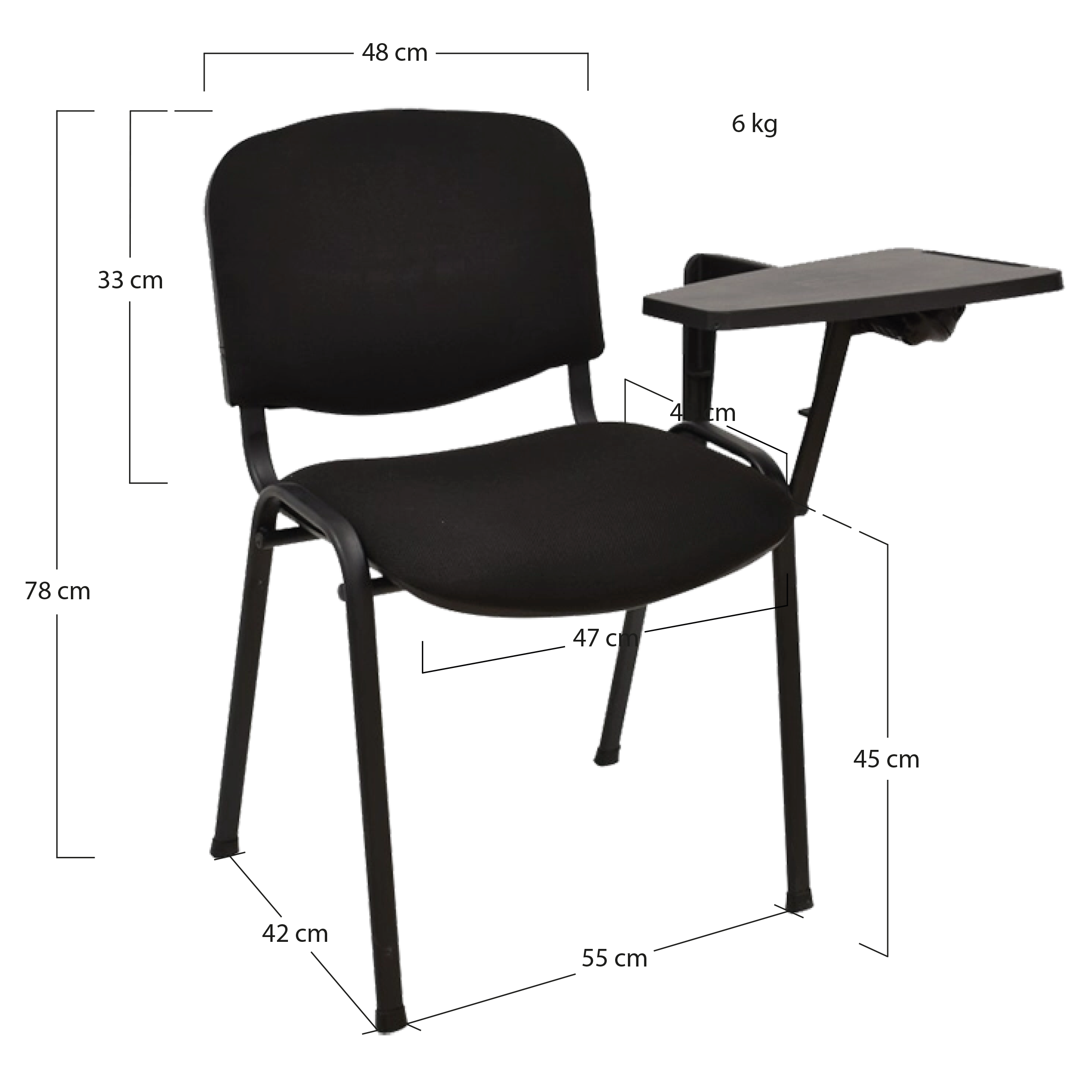 Alt Sillas Con Pala Negra Con Asiento Acolchado Para Conferencias, Congresos, Aulas de Formación EME Mobiliario