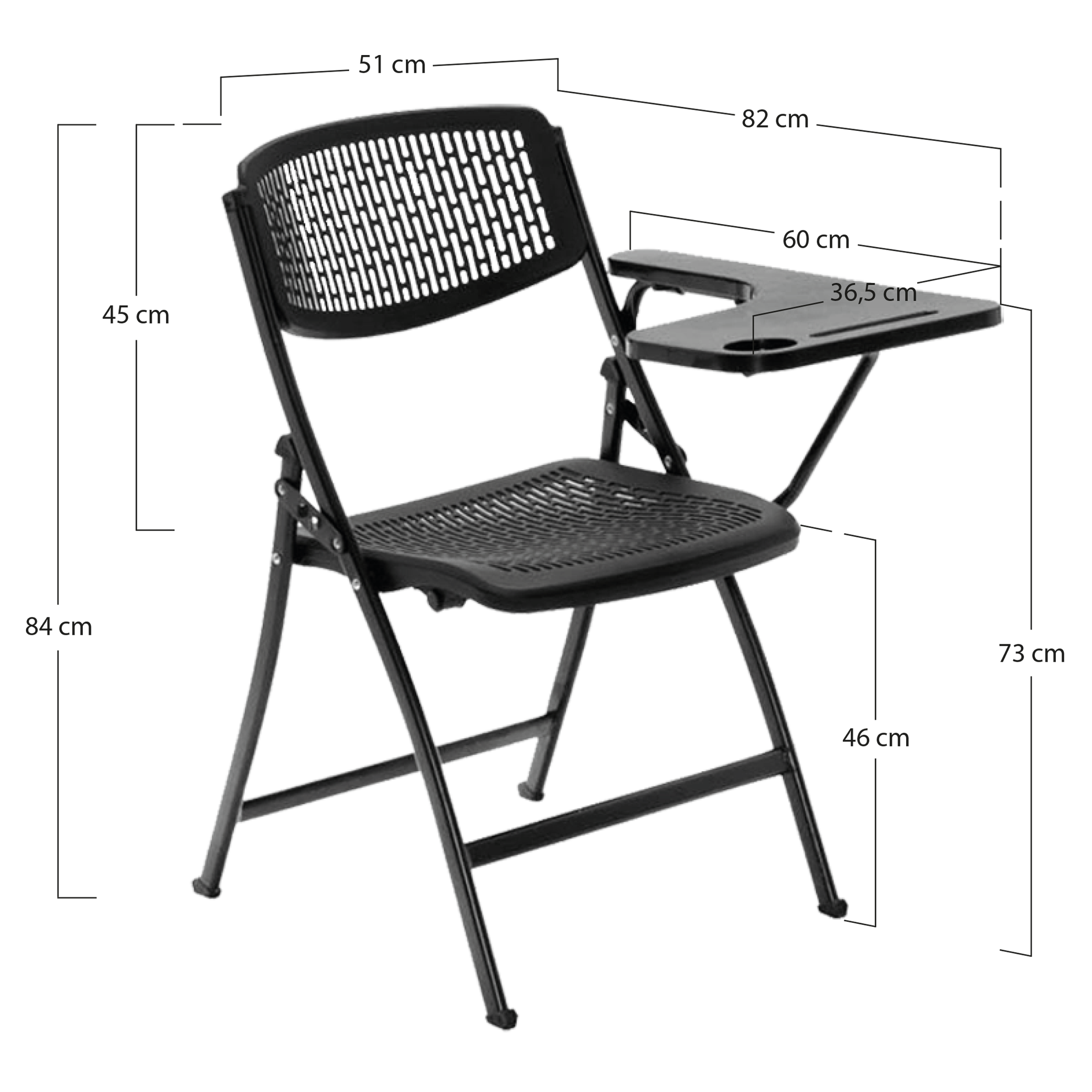 Alt Silla Con Pala Negra Con Rejilla Para Aulas de Formación, Congresos, Conferencias EME Mobiliario