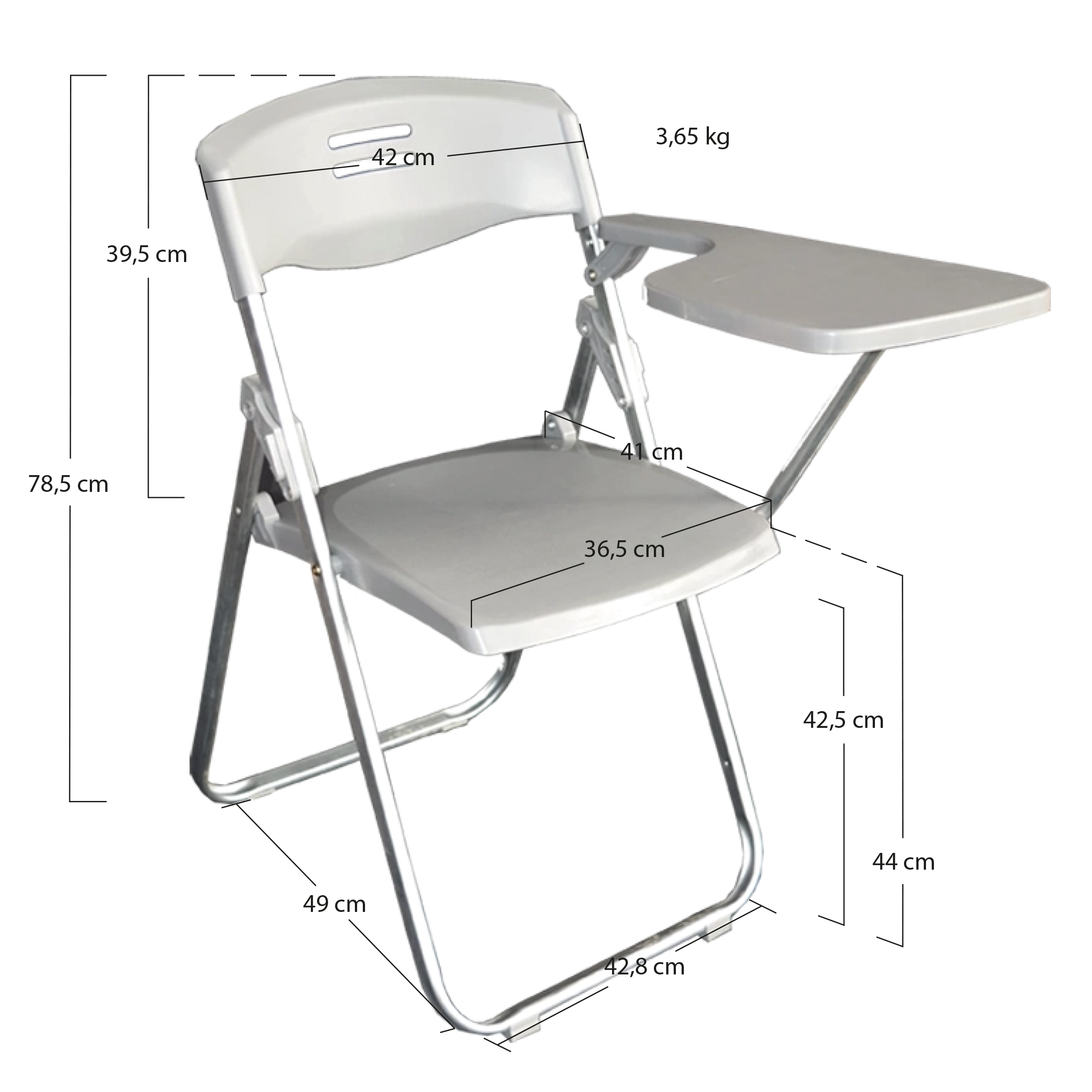 Alt Sillas Plegables con Pala Para Eventos, para examen EME Mobiliario