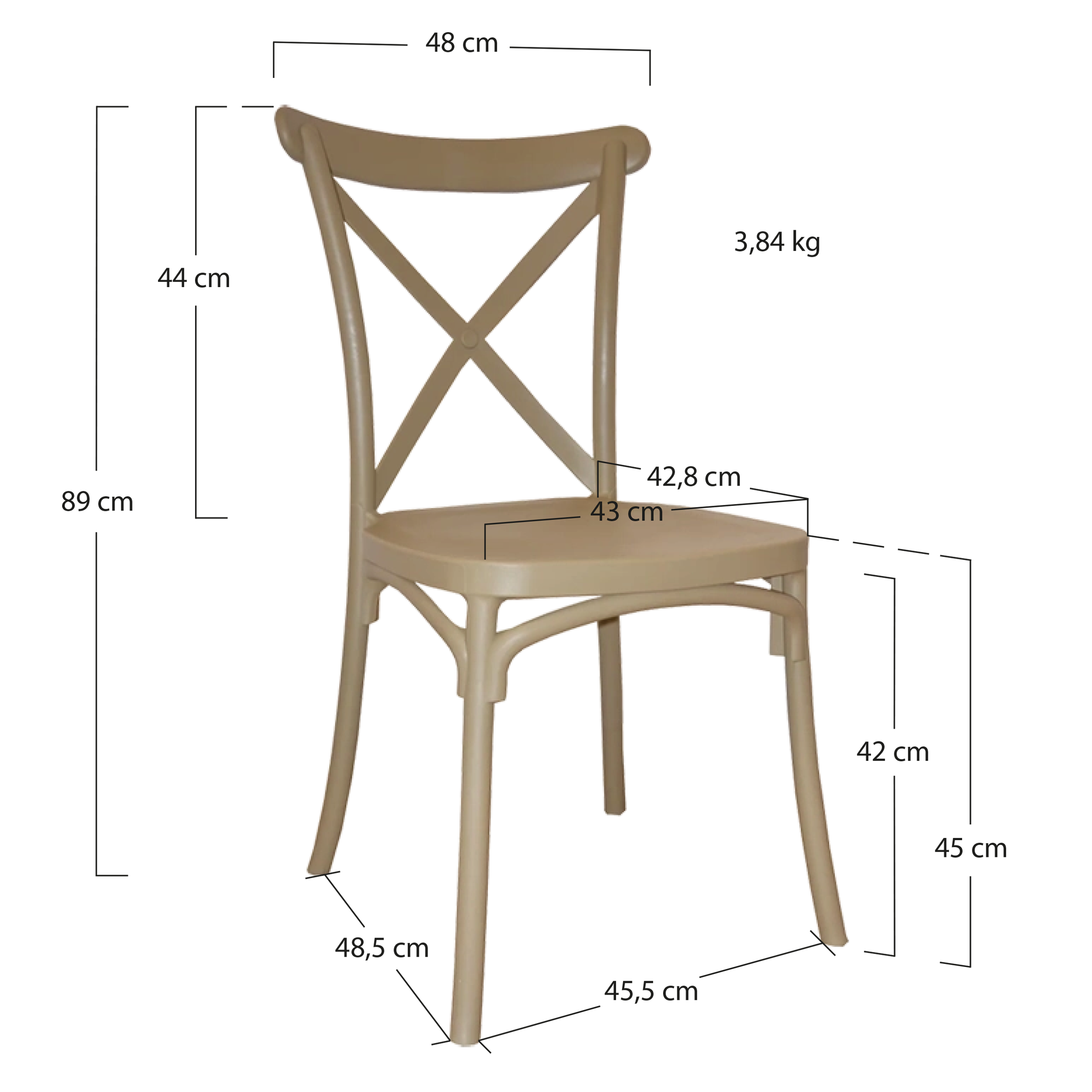 Alt Sillas Crossback fabricadas en polipropileno en color Arena EME Mobiliario