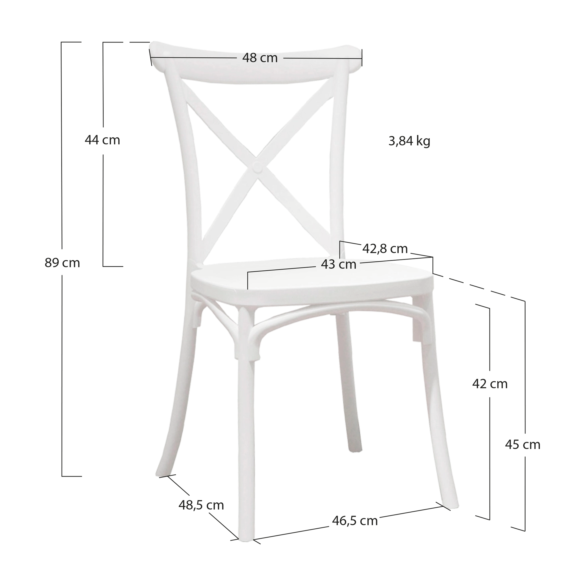 Alt Sillas Crossback de color Blanco fabricadas en polipropileno Para Eventos EME Mobiliario