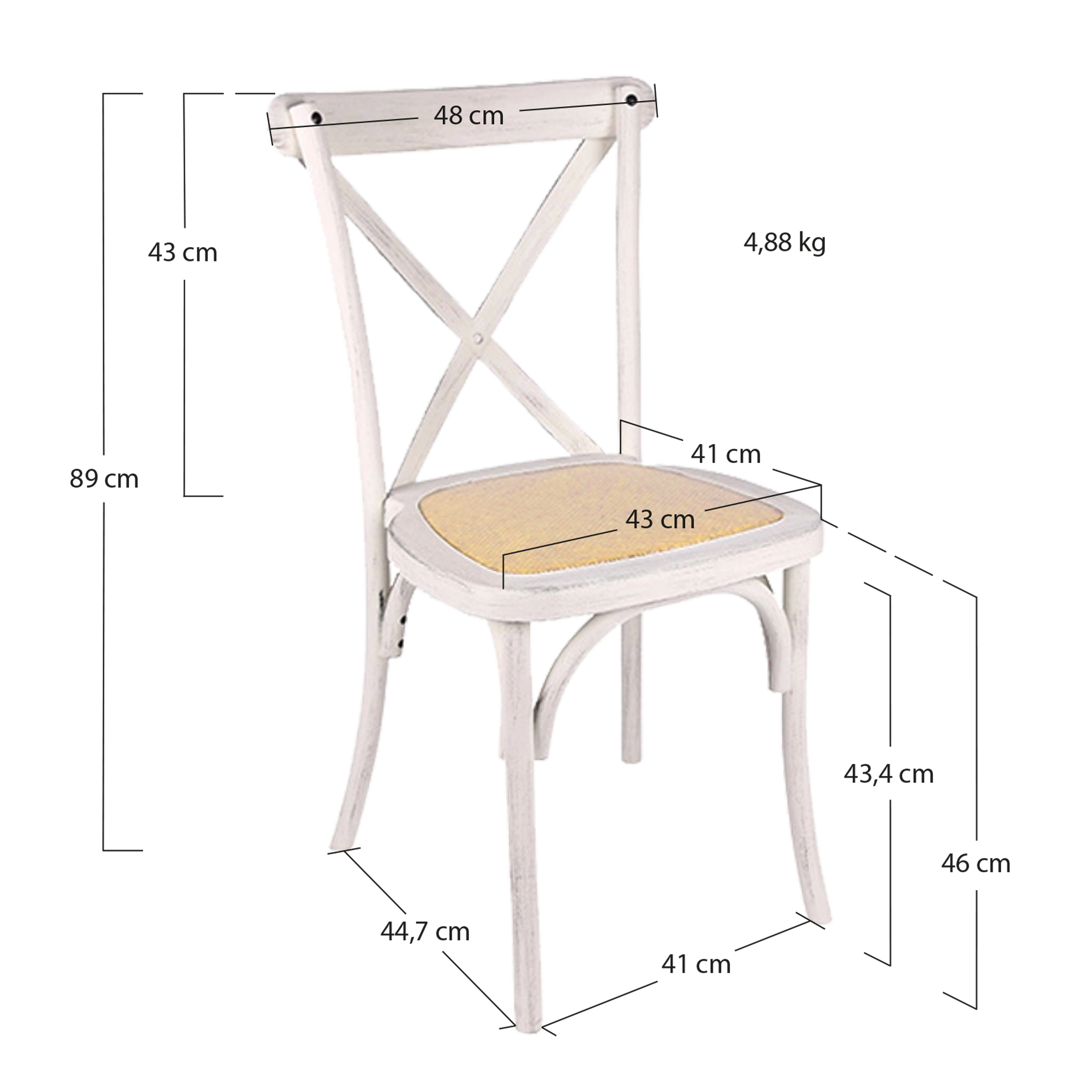 Alt Sillas Crossback imitación madera fabricada en polipropileno en acabado decapado EME Mobiliario