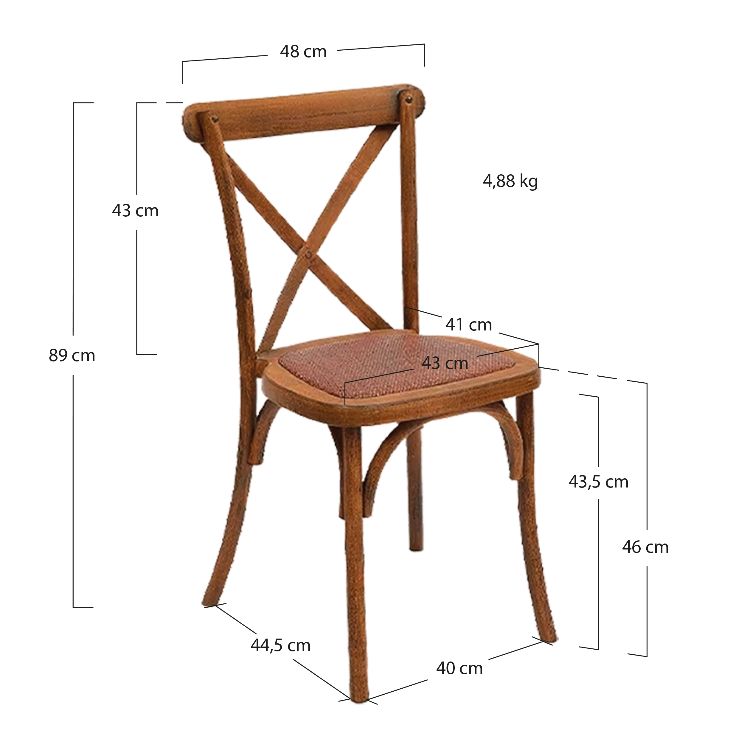 Alt Silla Crossback fabricada en polipropileno imitación madera, ideal para eventos y hostelería EME Mobiliario