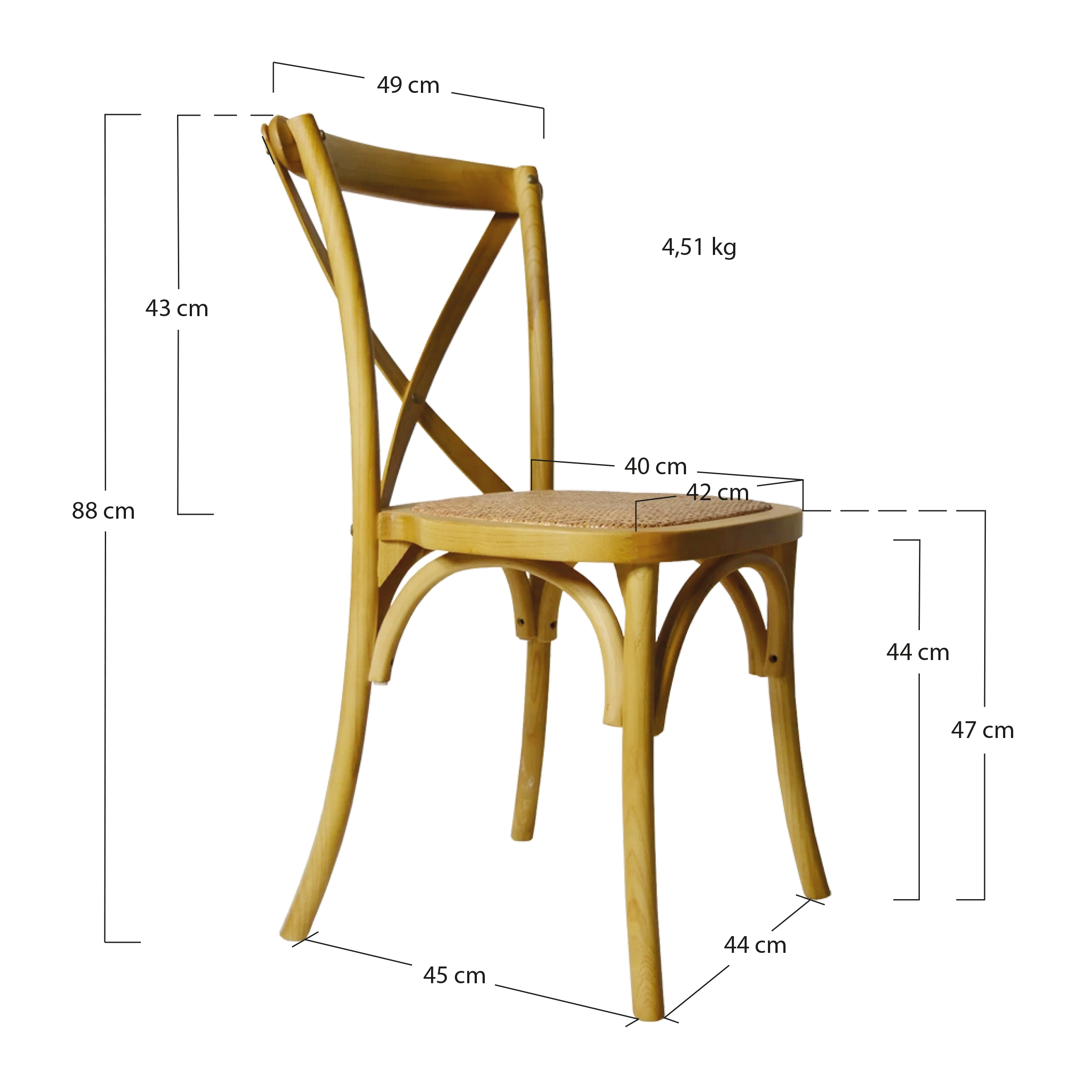 Alt Sillas Crossback fabricadas en Madera Natural EME Mobiliario