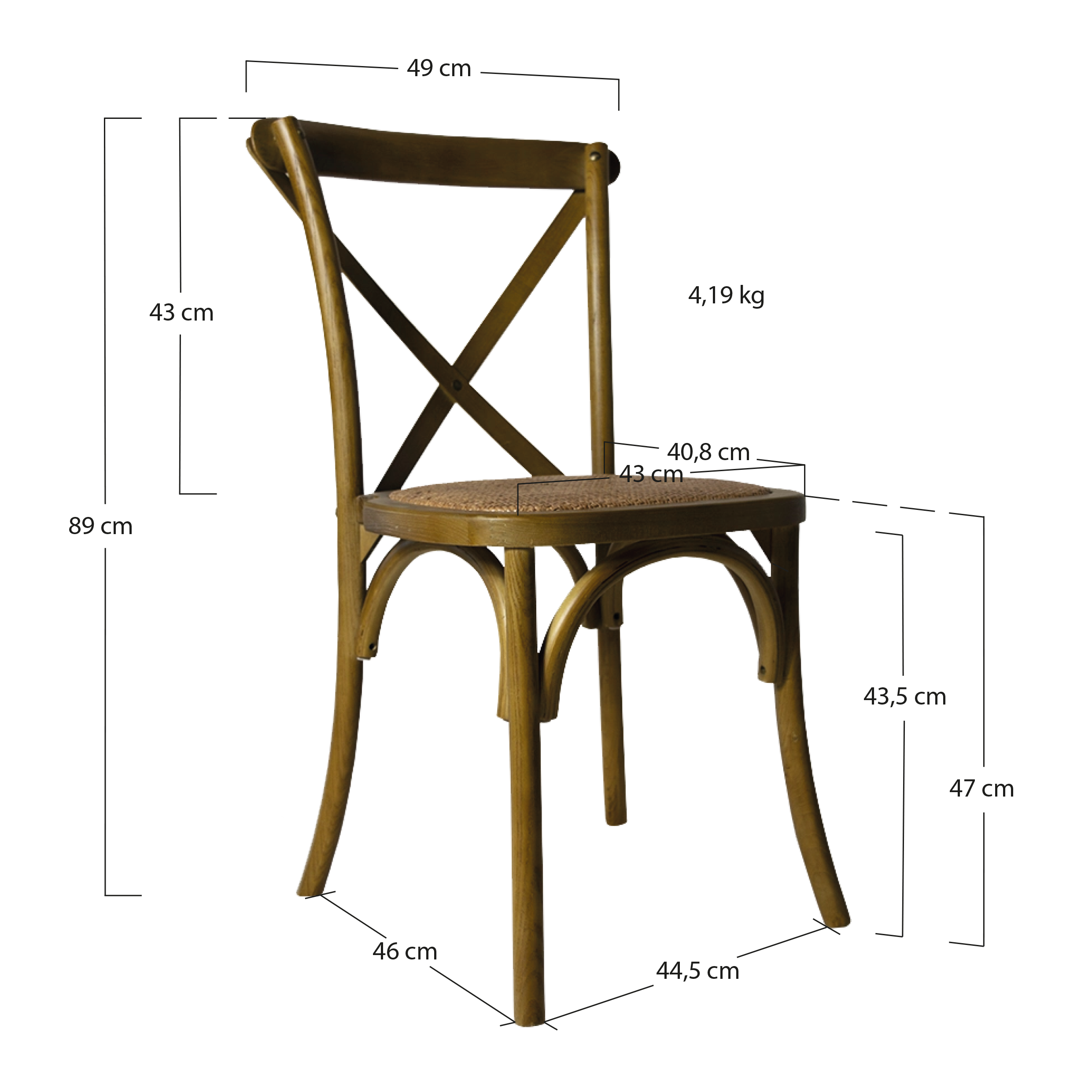 Alt Sillas Crossback de Madera Con Acabado Oscuro Para eventos y Hostelería EME Mobiliario
