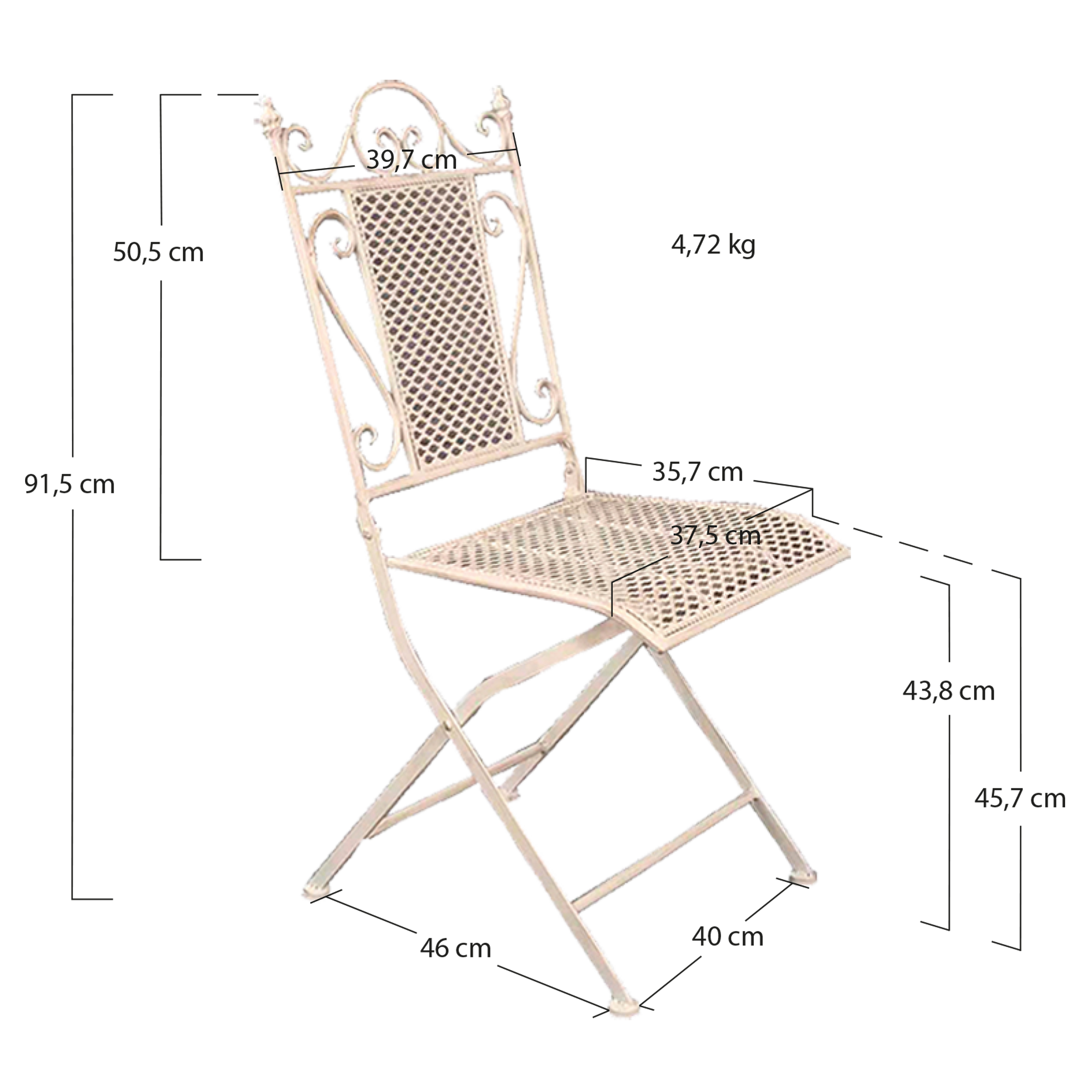 Alt Sillas Plegables de Forja de color negro para Jardín. Ideal para Jardines. EME Mobiliario