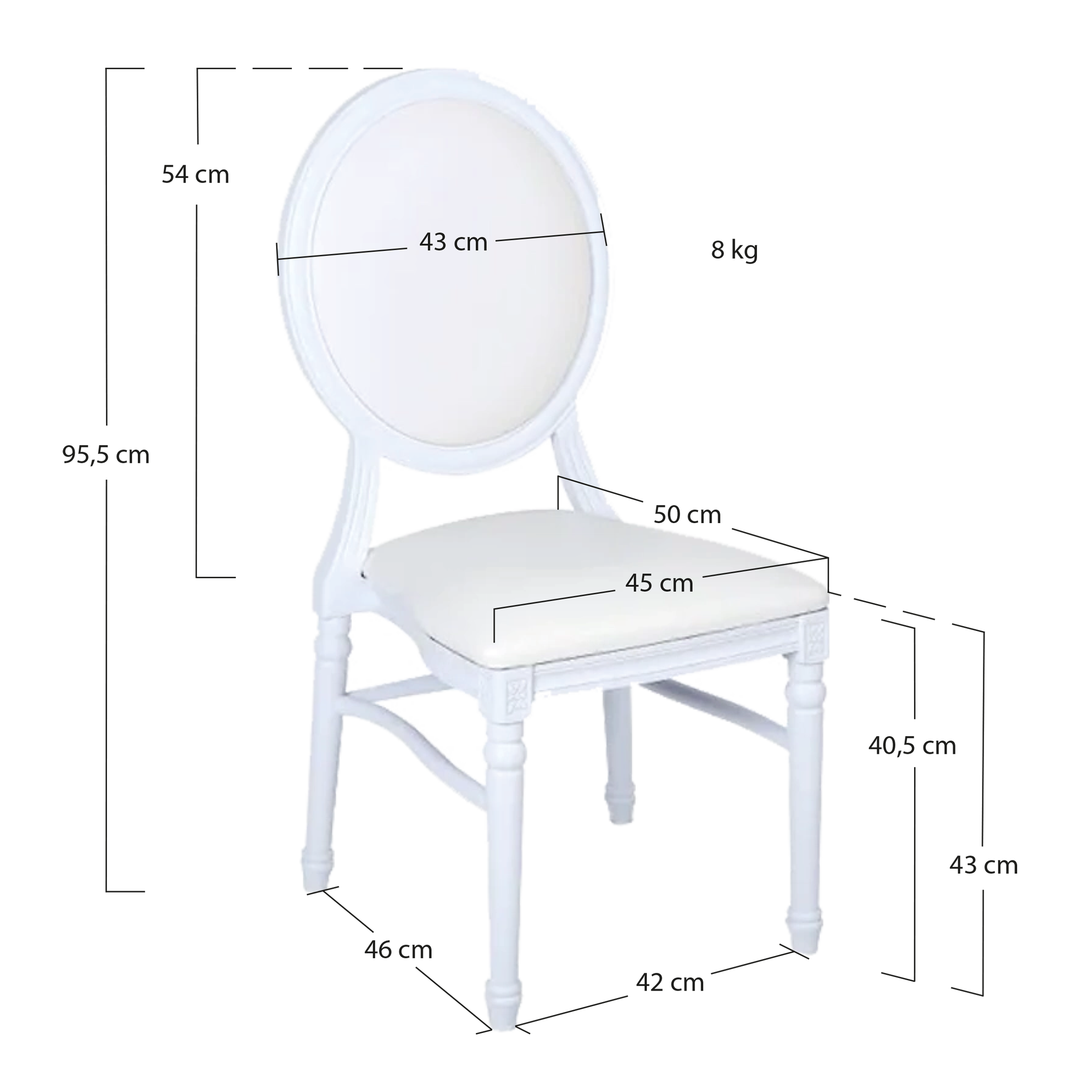 Alt Sillas Luis XVI de estilo clásico de Color Blanca ideal Para Eventos EME Mobiliario