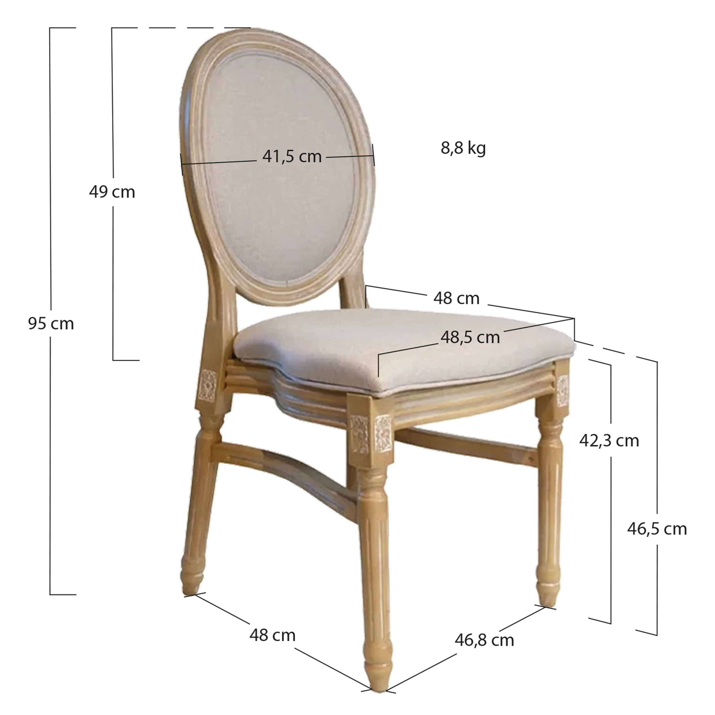 Alt Sillas Luis XVI de Imitación Madera con asiento y respaldo tapizado EME Mobiliario