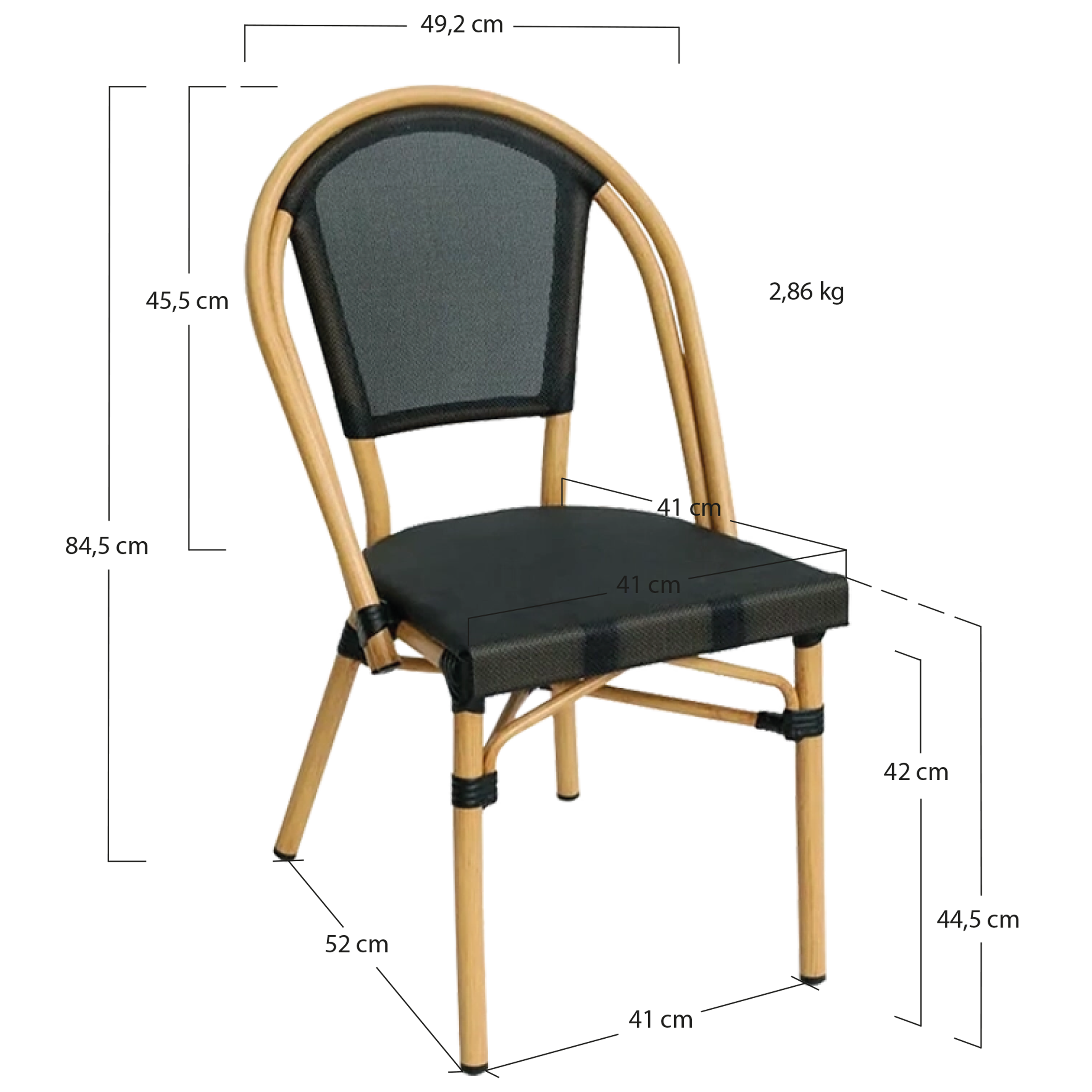 Alt Sillas de estilo parisino de color negro con imitación a ratán, ideal para usar en exteriores. EME Mobiliario