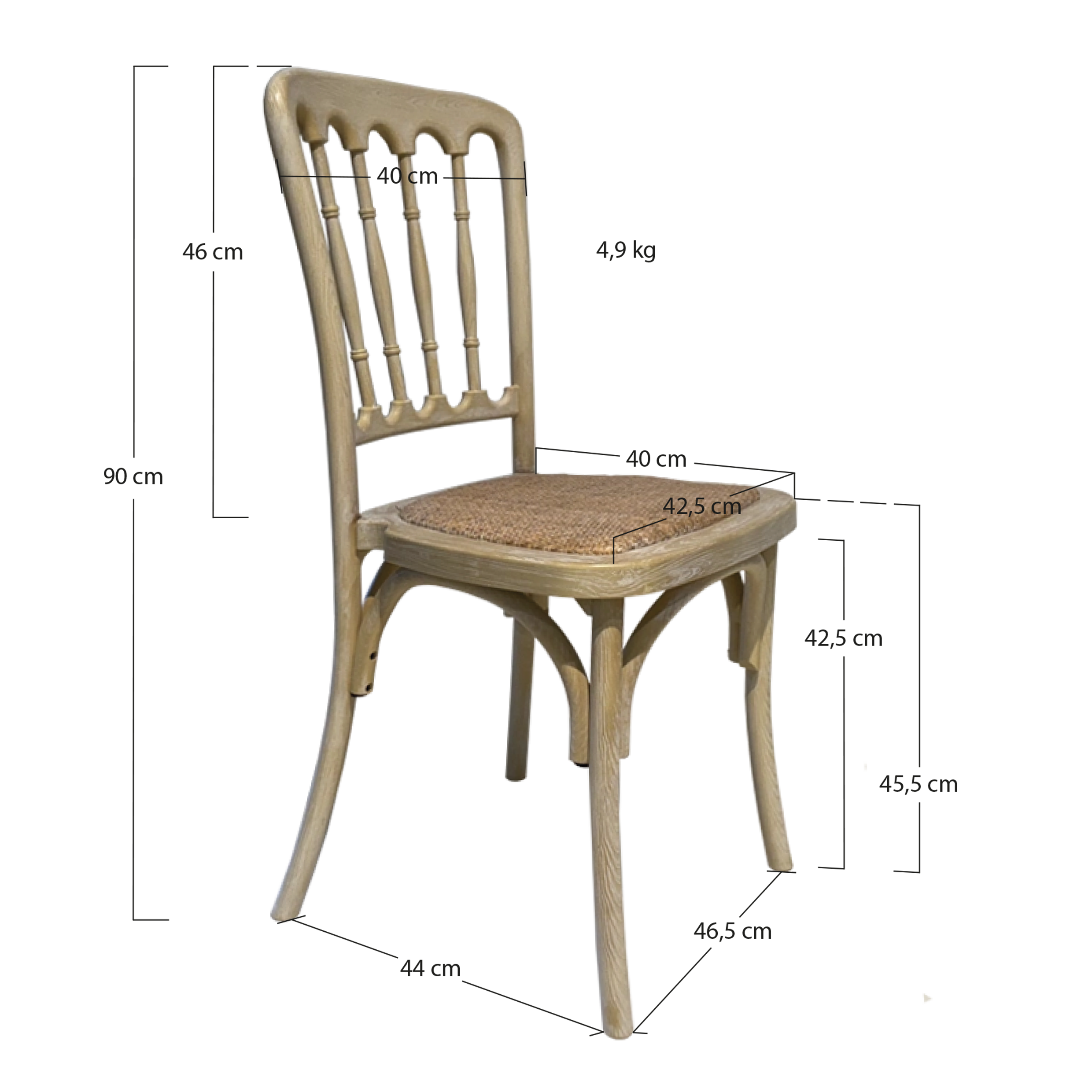 Alt Sillas Napoleón De Imitación Madera con acabado Decapado Para Eventos EME Mobiliario 