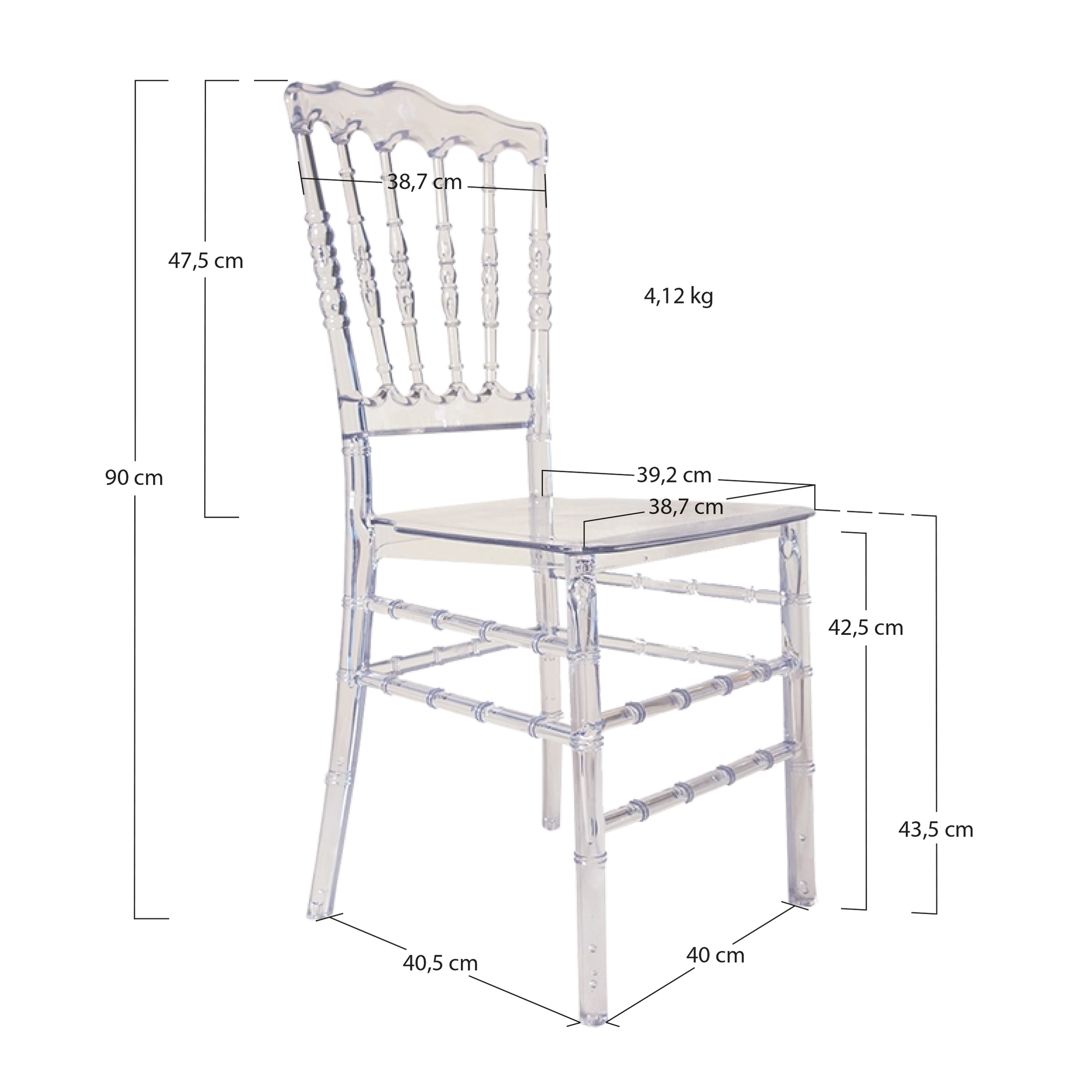 Alt Sillas Napoleón Transparente Para Eventos y Hostelería EME Mobiliario