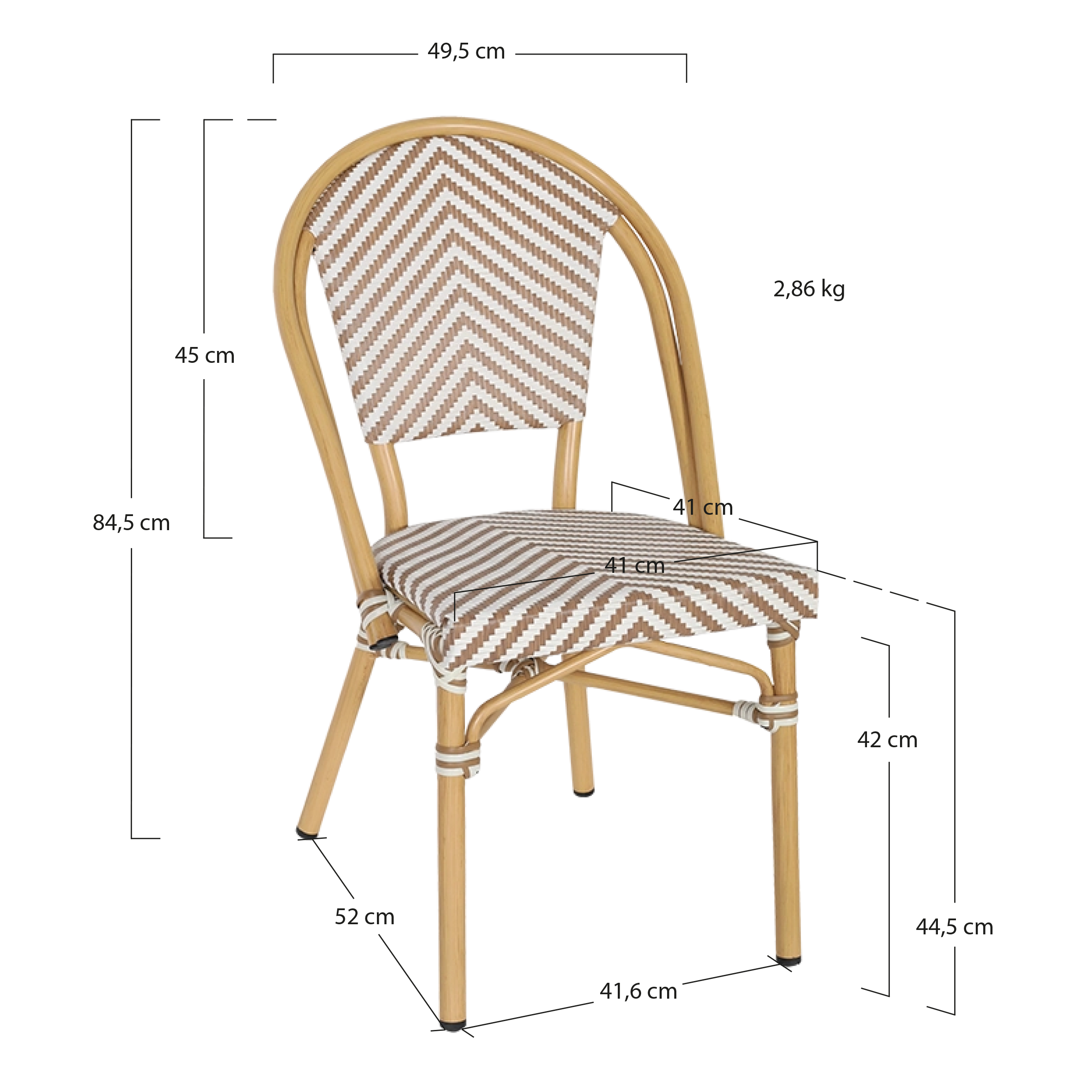 Alt Sillas de estilo parisino con diseño trenzado de color beige. Ideal para su uso en exteriores. EME Mobiliario