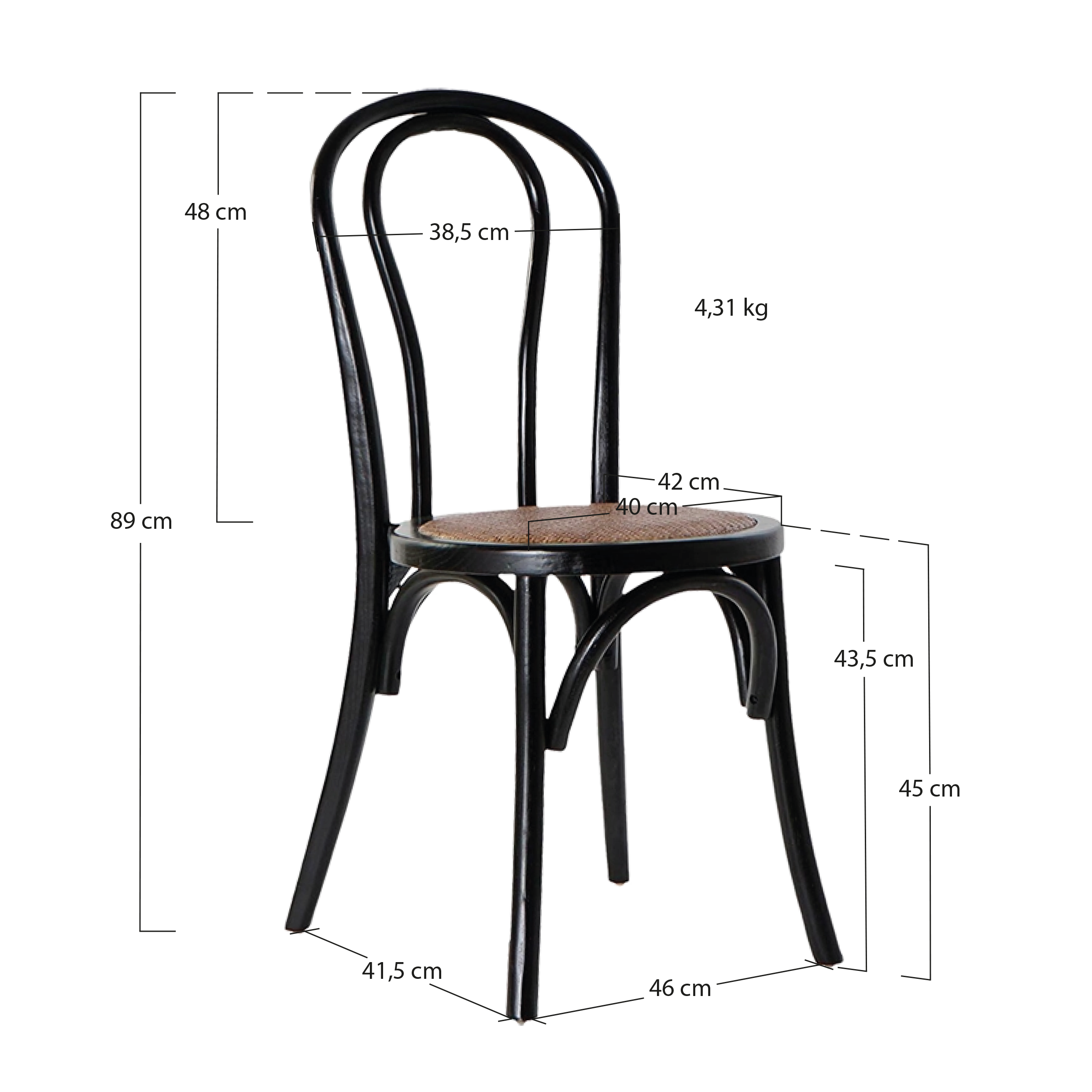 Alt Sillas Thonet Color Negro Para Eventos EME Mobiliario