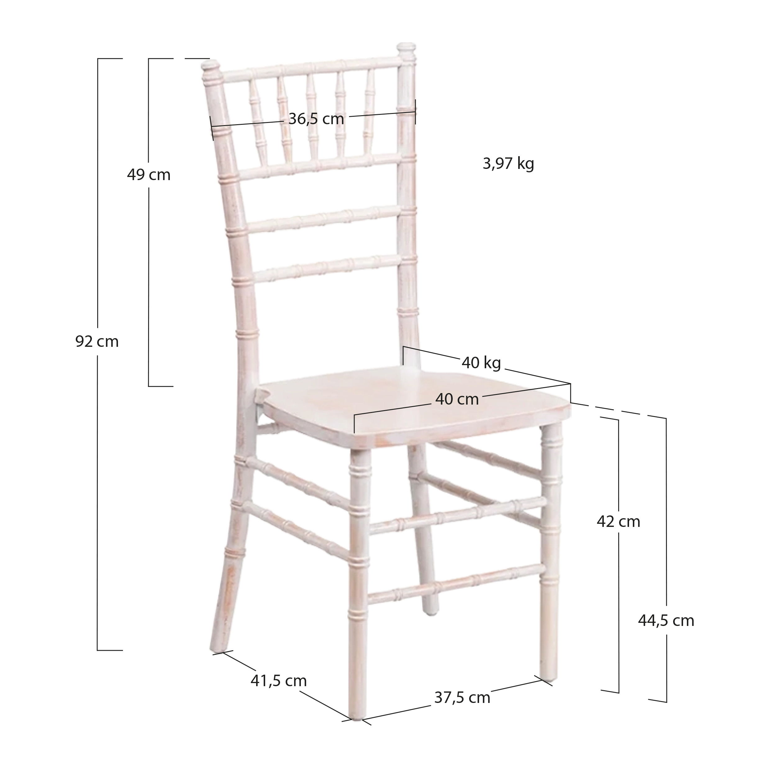 Alt Sillas Tiffany Madera Decapada Para Eventos y Hostelería EME Mobiliario