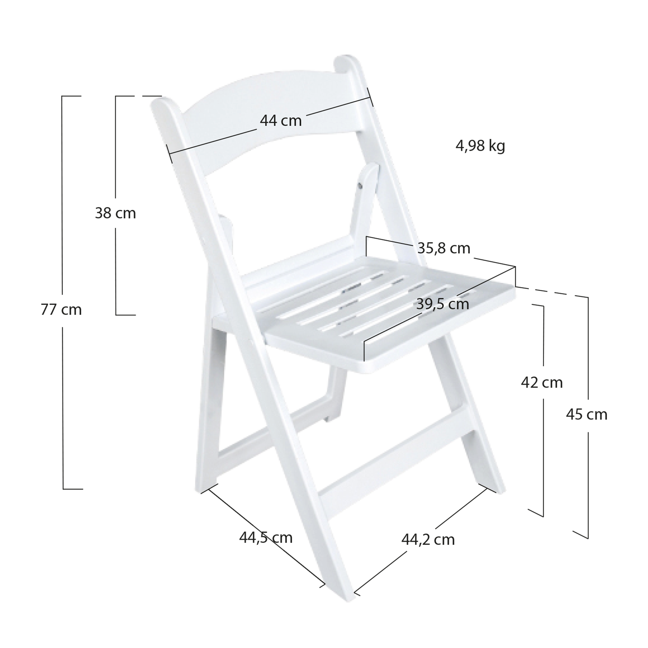 Alt Sillas plegables Travel Blanca Con Rejilla Para Eventos y Hostelería EME Mobiliario