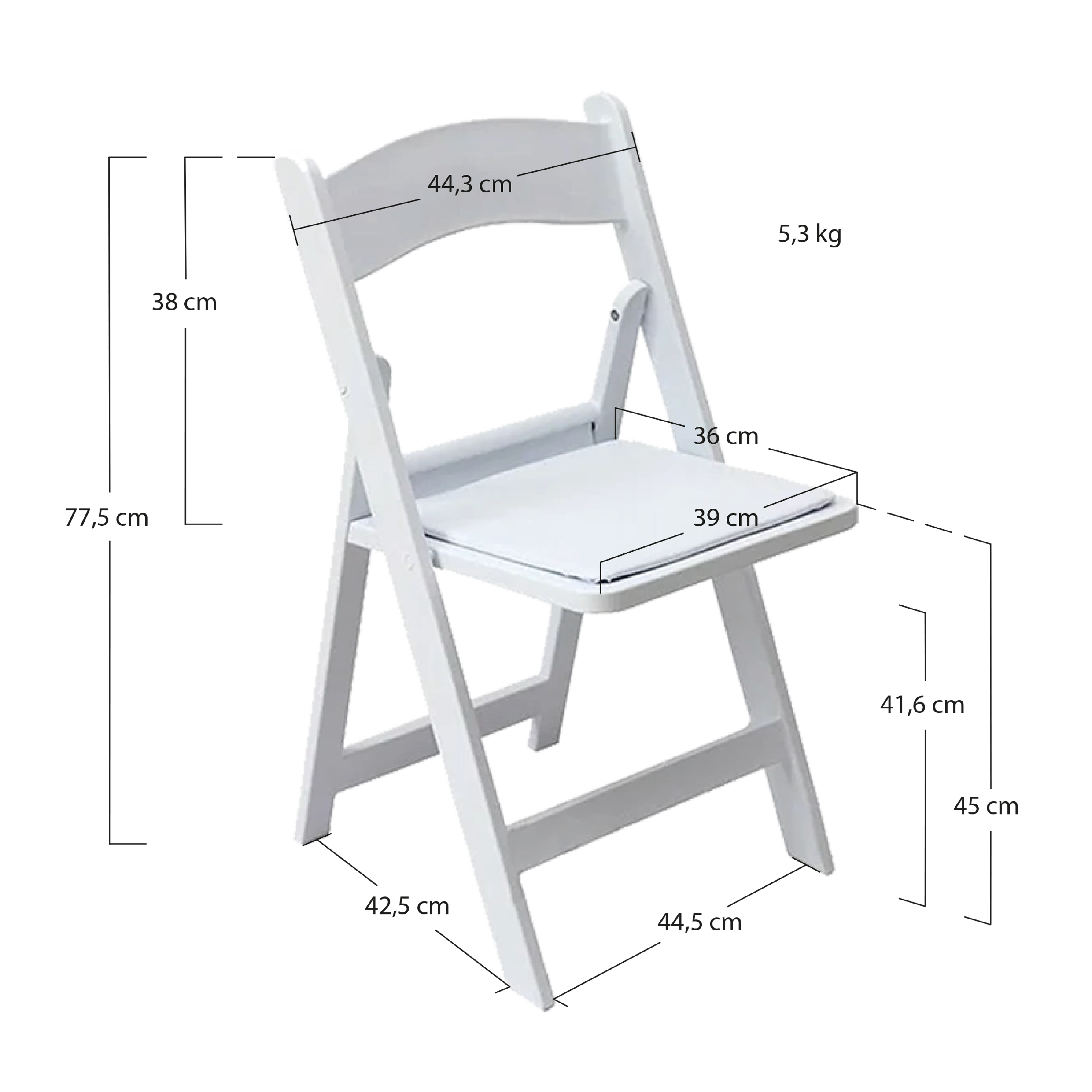 Alt Sillas plegables Travel de color Blanco Para Eventos y Hostelería EME Mobiliario