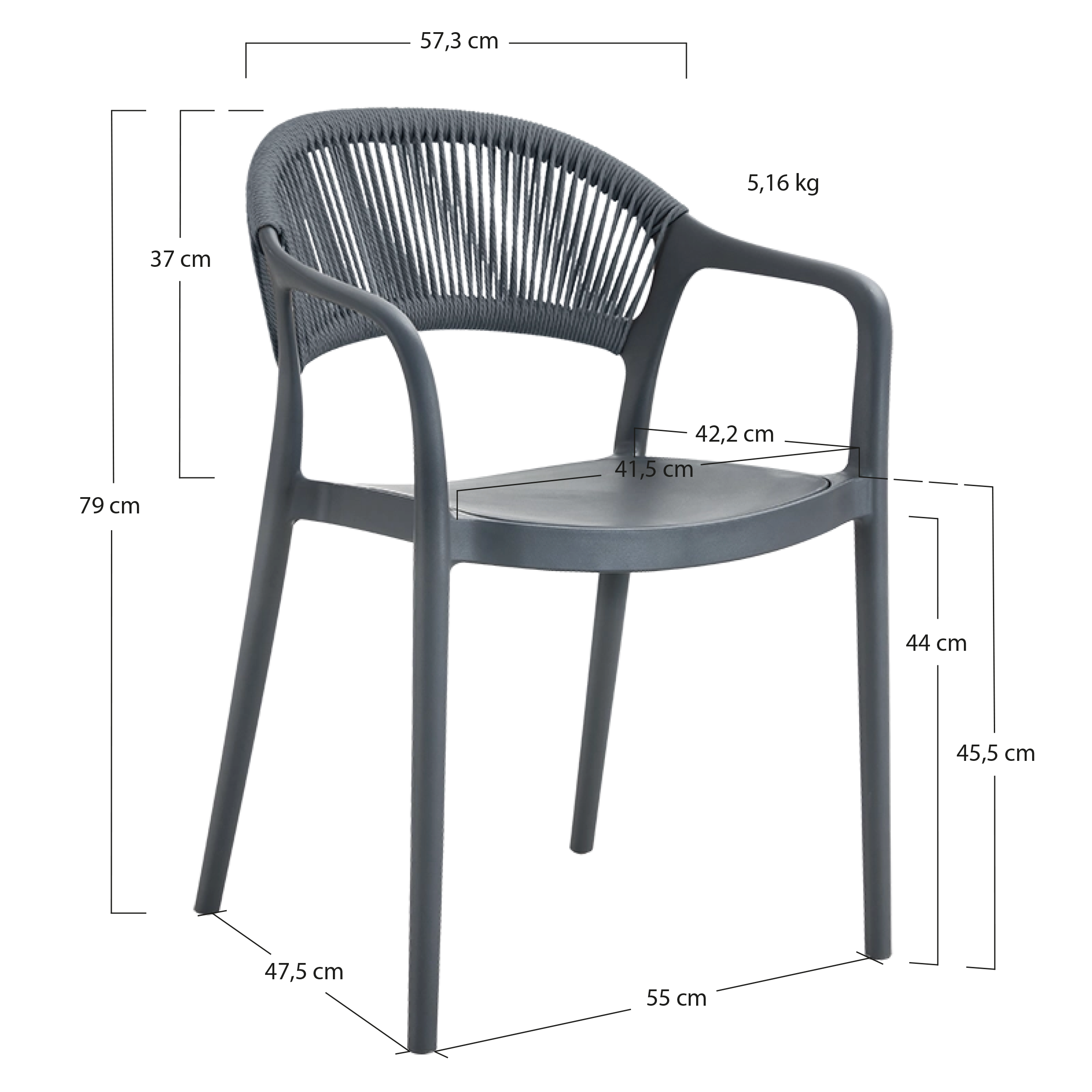 Alt Sillas Para Hostelería de Color Antracita EME Mobiliario