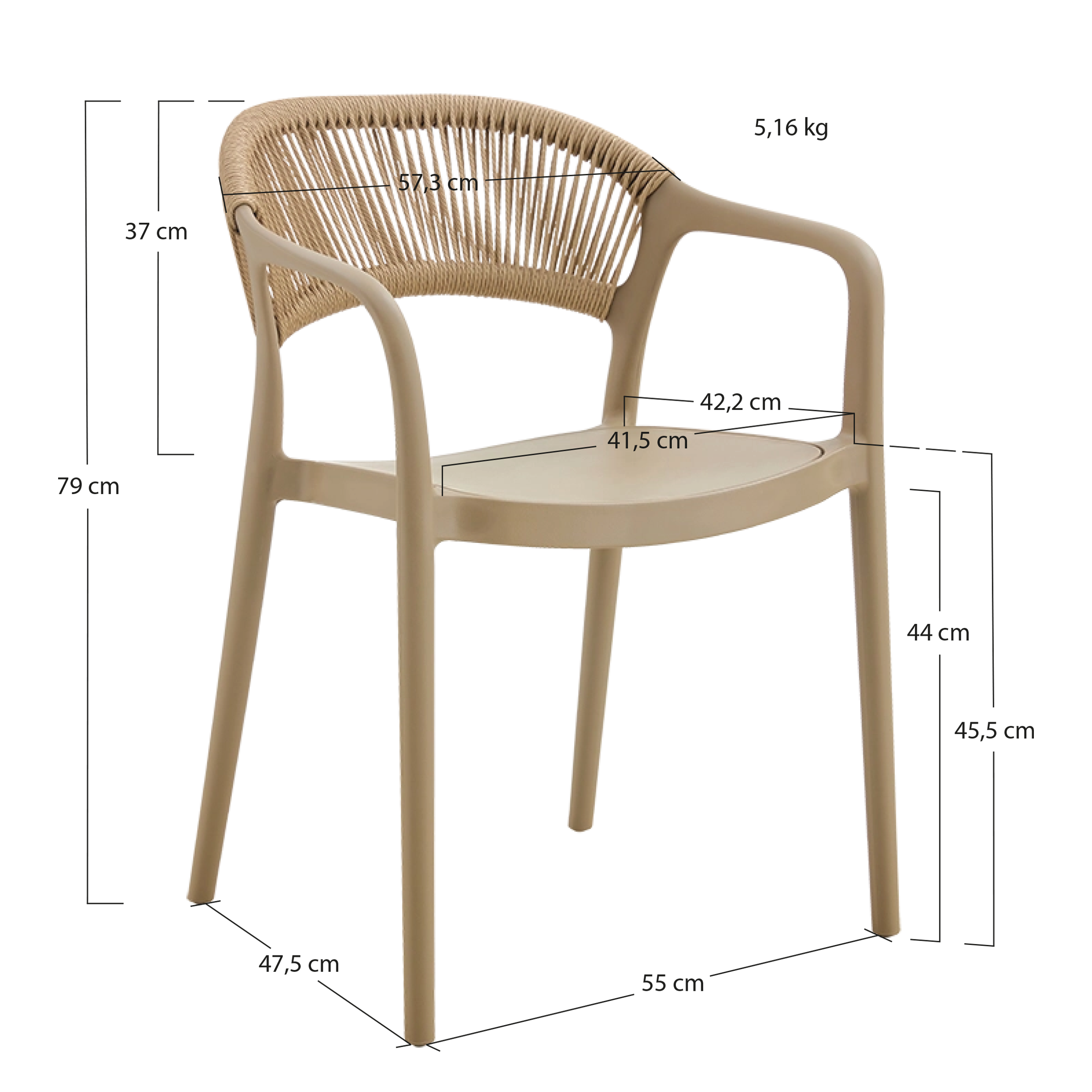 Alt Sillas Verona en color Arena Para Eventos EME Mobiliario